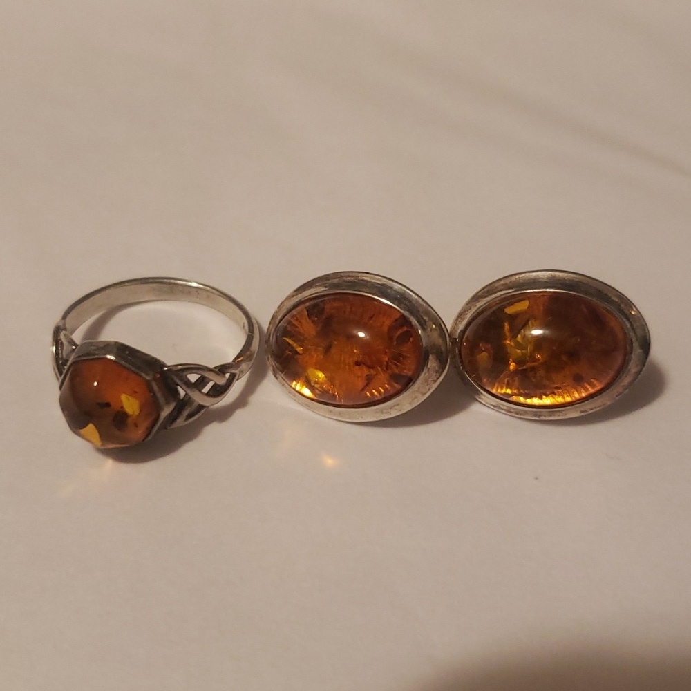 Vintage Baltic amber And 925 Set